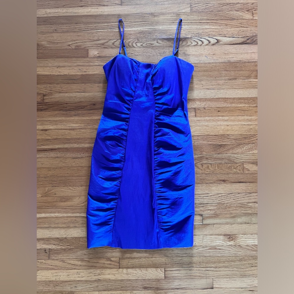 Calvin Klein Ladies Blue Gathered/Pleated Cocktail Dress Size 10P